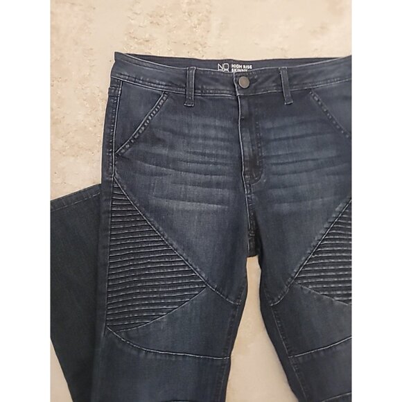 Y2K NoBo Womens High Rise Skinny Jeans Size 13/31 Waist Moto Stretch Dark Wash - Picture 2 of 9